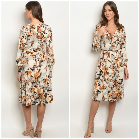 🆕 Abstract floral print midi dress - Picture 1 of 2